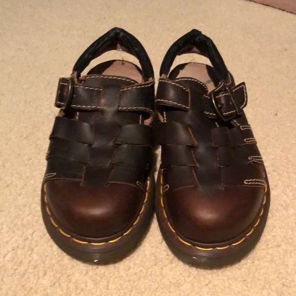 Dr. Martens Shoes | Dr. Martens Bark Grizzly Interwoven Vamp Sandal Z Welt Dune Sole Sz US 9eur 41 | Color: Brown | Size: 9 | Carleyjo's Closet